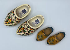 Vintage Wood Junora Dutch Clogs Made in Holland 2 Mini Pairs picture