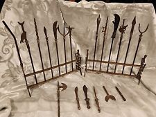 Chinese 18 Arms of Wushu Brass Martial Arts Swords Weapons Miniature Set AS IS picture