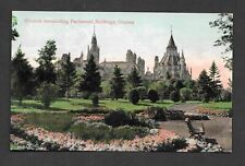 VINTAGE POST CARD OF GROUNDS SURROUNDING PARLIMENT OTTOWA picture