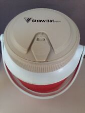 Vintage Straw Hat Pizza GOTT Thermal Red Cooler with handle #1502 1/2 Gallon picture