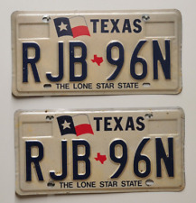 Pair of Vintage Texas  License Plates  RJB  96N  