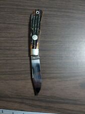Queen Cutlery L3 ACSB Pocket Knife with Sheath Mfg 2004 USA Made picture