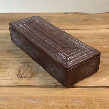 Vintage Senegal African Tuareg Brown Leather Hand Tooled Trinket Jewelry Box picture