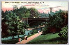 New York Brooklyn Walk Bridge Prospect Park Birds Eye View River VTG PM Postcard picture