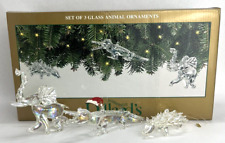 Vintage Dillard's Trimmings Clear Glass Porcupine Alligator & Elephant Ornaments picture