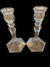 Pair Of Teleflora Crystal Single Light Candlestick Holders picture