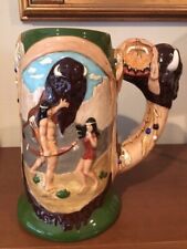 Native American Design JUMBO Stein Hand Painted 3D Beautiful MINT Condition picture