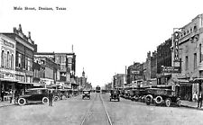 Postcard Denison Texas TX Street Rialto Theater, Streetcar, Autos Reprint #84557 picture