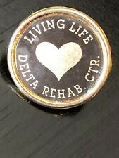 Vintage Collectible Living Life Delta Rehab Center Metal Pinback Lapel Pin picture