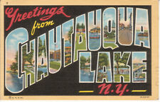 Chautauqua Lake NY New York - Large Letter Greetings -  Postcard Club - 1937 picture