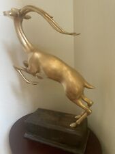 Stunning Antique Sculpture Frederick Cooper Chicago Brass Statue Antelope Deer; picture