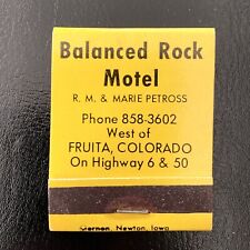 Vintage 1960’s Unused Matchbook Balanced Rock Motel Hotel Fruita Colorado picture