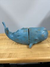 Vintage Resin Whale Bookends Distressed Wood  Look Nautical Seaside Ocean life picture