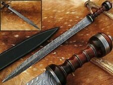 CUSTOM ROMAN SWORD DAMASCUS STEEL DOUBLE EDGE SWORD FIXED BLADE VIKING SWORD picture