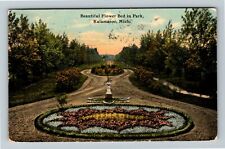 Kalamazoo MI-Michigan, Beautiful Flower Bed in Park, c1911 Vintage Postcard picture