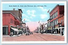 Sheboygan Wisconsin Postcard North Eight Street South From Wisconsin Ave. c1920s picture