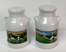 Vintage Artmark White Ceramic Milk Jug Farm Cow Salt & Pepper Shakers picture