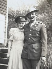 Antique Photograph Military Man & Wife Having Fun Circa 1943 C1 picture