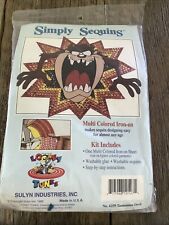 Vintage Simply Sequins 1992 Looney Tunes Iron on Sequin Kit Tasmanian Devil Taz picture