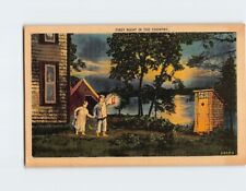 Postcard First Night In The Country Outhouse Couple Night picture