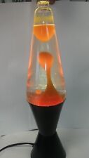Vintage 90's Lava Light Lamp Orange & Yellow with a Black Base Works Perfect picture