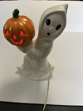 Vintage Ceramic White Ghost Holding Pumpkin 12
