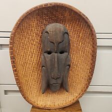 Mid Century MCM ROSENTHAL NETTER Basket Weave Hanger & Mounted Carved HEAD /MASK picture