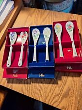 Lot Of 6 JAL Japanese Airlines  Porcelain Floral Souvenir Spoons, By Narumi, NIB picture
