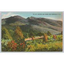 Postcard Mt Madison and Adams from Randolph New Hampshire Linen Vintage picture