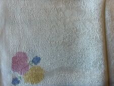 Vintage (antique?)  4 x White Damask napkins with Pink, Blue & Yellow Flowers picture
