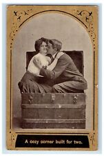 1909 A Sweet Couple In Chest Box Kissing Clarks Nebraska NE Antique Postcard picture