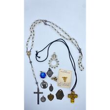 Vintage lot Of religious Jewelry rosaries cross sterling silver items picture