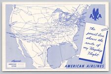 Postcard American Airlines Flight Path Map Card picture