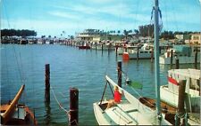 Clearwater Beach Marina Florida Ships Pier Docks Chrome Cancel WOB Postcard picture