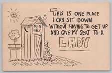 Comics~Men Only Outhouse~One Place I Can Sit & Not Give My Seat To A Lady~Vtg PC picture