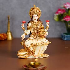 Hindu Goddess Devi Laxmi Sitting On Lotus Figurine Maa Lakshmi Sculpture Statue picture