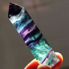 Natural Colorful Fluorite Quartz Crystal Stone Point Healing Hexagonal Rock Wand picture