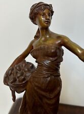 Marcel Debut(1865-1933)Bronze; Fruits Offering Girl - PRIX DE ROME 12.4x7.8