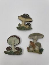 3 Vintage Mushrooms Resin Fridge Magnets Amanita Flying Spots picture