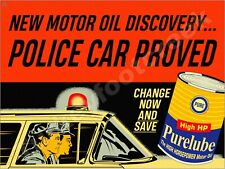 Purelube Motor Oil Police Proved Metal Sign 3 Sizes to Choose From picture