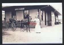 REAL PHOTO AMITY IOWA RAILROAD DEPOT HORSE DRAWN BUGGY POSTCARD COPY picture