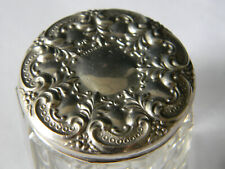 Antique Repousse Sterling Silver Deep Floral Cut Crystal Vanity Jar Art Nouveau picture