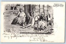 San Antonio Texas Postcard Mexican Women Grinding Corn Tortillas c1905 Vintage picture