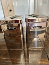 Vintage Canette  Sugar And Flour Canisters Metal Chrome picture