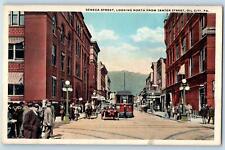 c1920's Seneca St. From Center St. Downtown Crowd Oil City Pennsylvania Postcard picture