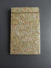 Vintage Park Sherman MCM 1960s Glitter Confetti Goldtone Metal Desktop Notepad picture