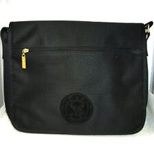 Carlos Falchi Sport Black Moc Croc Print Nylon Messenger Laptop Shoulder Bag picture