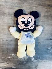 1984 Mattel Disney Baby Mickey Mouse Yellow Body Blue Bib Plush picture