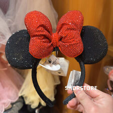 Disney authentic rhinestone black red minnie mouse ear headband disneyland picture