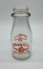 Vintage Indian Hill Farm Dairy Greenville Maine 1/2 Pint Glass Milk Bottle picture